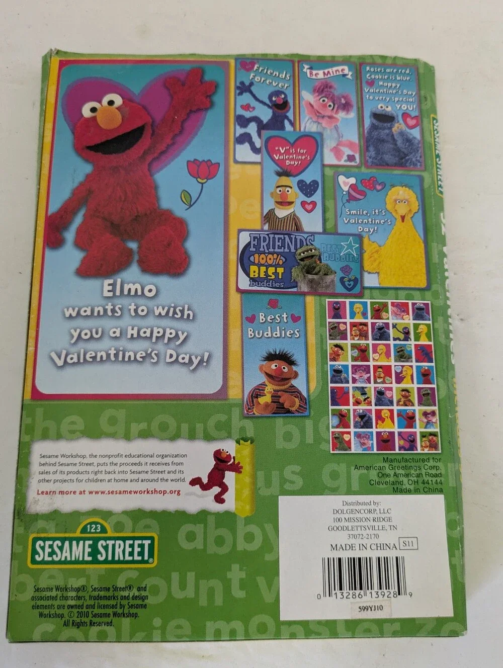 Sesame Street Valentines Cards Open Box 24 Cards 35 Stickers 2010 Vintage